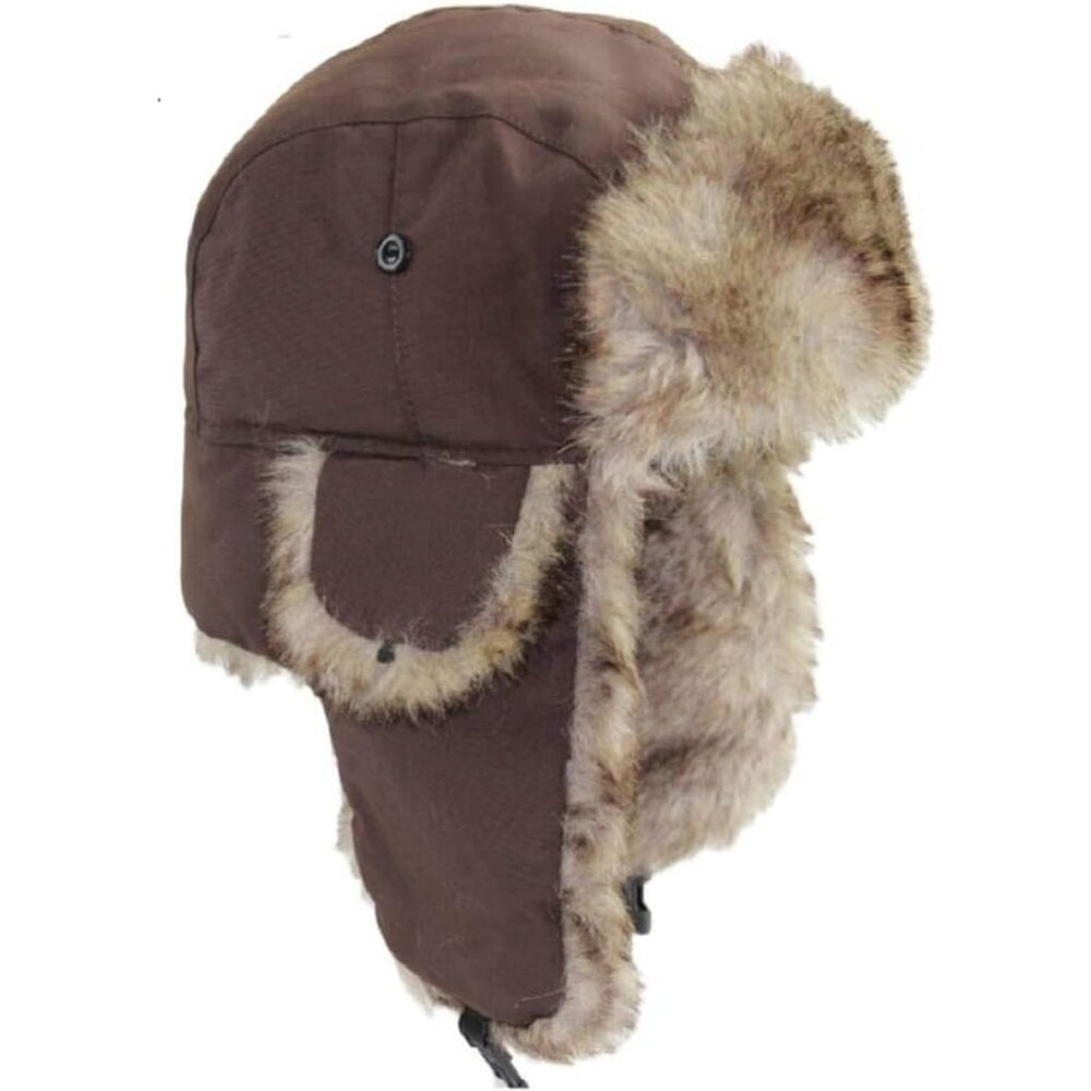 Unisex Coffee Russian Skiing Trooper Warm Winter Skiing Ear Flaps Trapper Hat